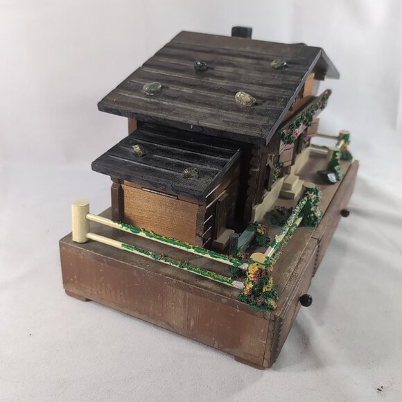 Vintage Japanese Cottage Music Box Trinket Jewelry Brown Wood Large Ballerina - Picture 11 of 16